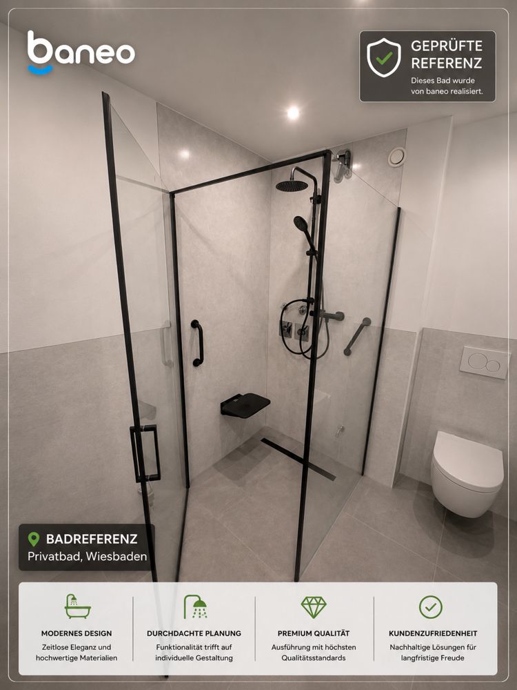Von baneo saniertes Bad, Privatbad, Wiesbaden